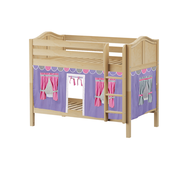 Maxtrix Twin Low Bunk Bed with Straight Ladder + Curtain