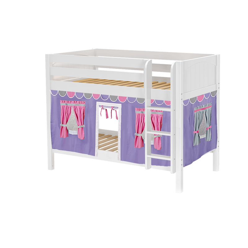 Maxtrix Twin Low Bunk Bed with Straight Ladder + Curtain