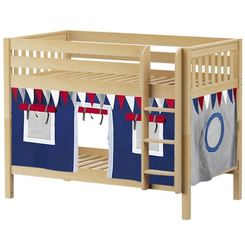 Maxtrix Twin Low Bunk Bed with Straight Ladder + Curtain