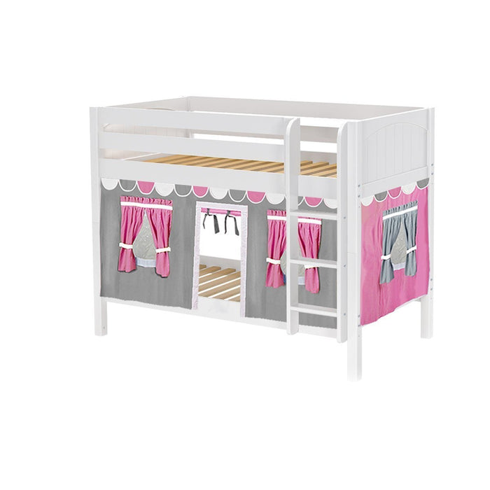 Maxtrix Twin Low Bunk Bed with Straight Ladder + Curtain