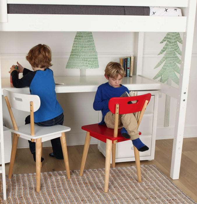 Maxtrix Twin High Loft Bed with Angled Ladder + Desk