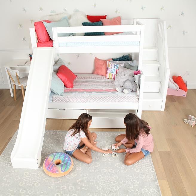 Maxtrix Medium Twin over Full Bunk Bed with Stairs + Slide