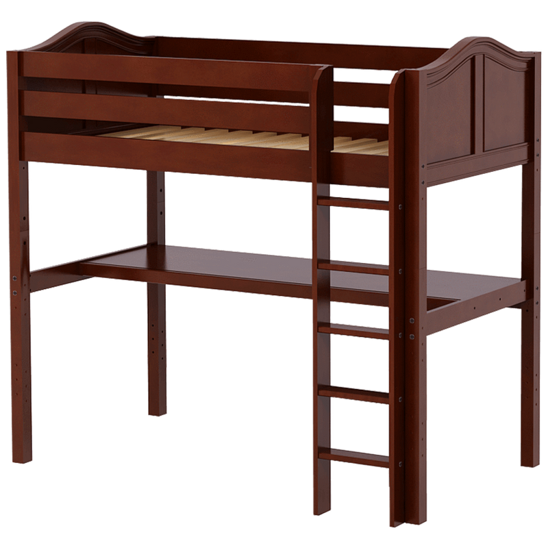 Maxtrix Twin High Loft Bed with Straight Ladder + Desk