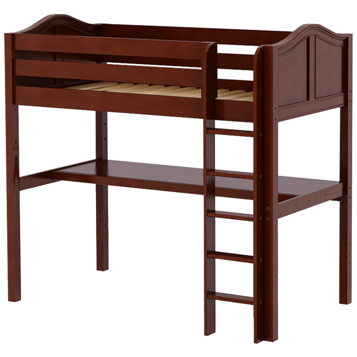 Maxtrix Twin High Loft Bed with Straight Ladder + Desk