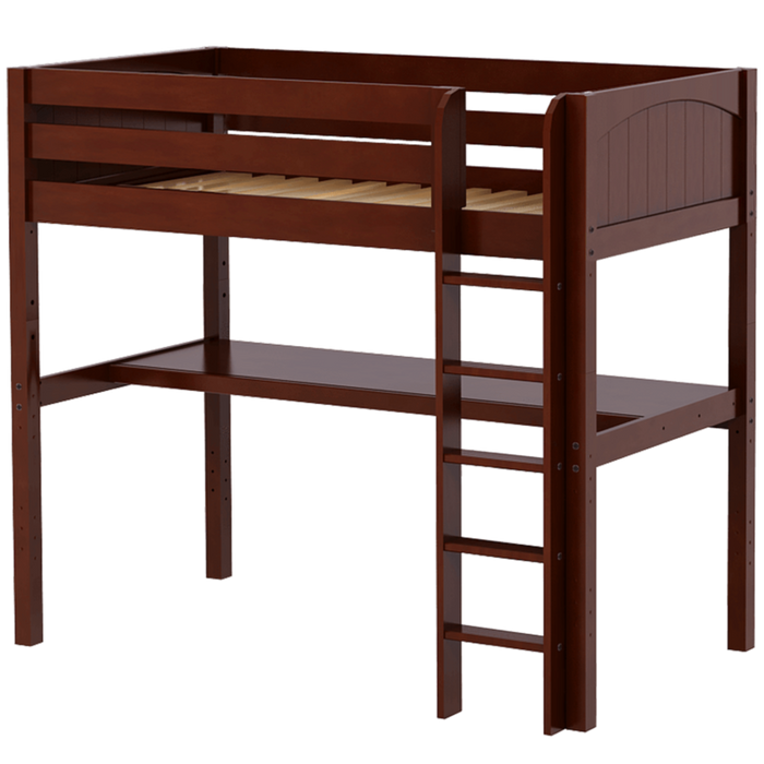 Maxtrix Twin High Loft Bed with Straight Ladder + Desk