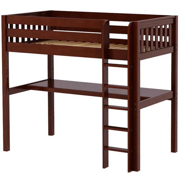 Maxtrix Twin High Loft Bed with Straight Ladder + Desk