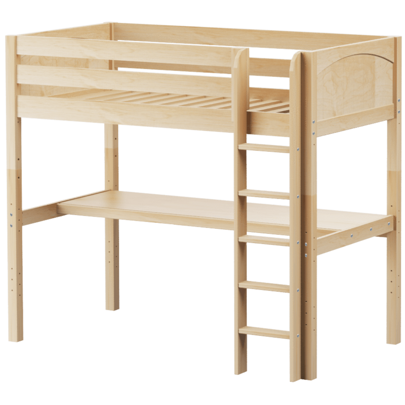 Maxtrix Twin High Loft Bed with Straight Ladder + Desk