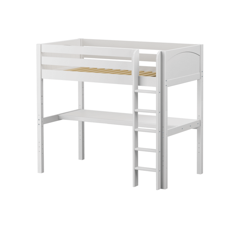 Maxtrix Twin High Loft Bed with Straight Ladder + Desk