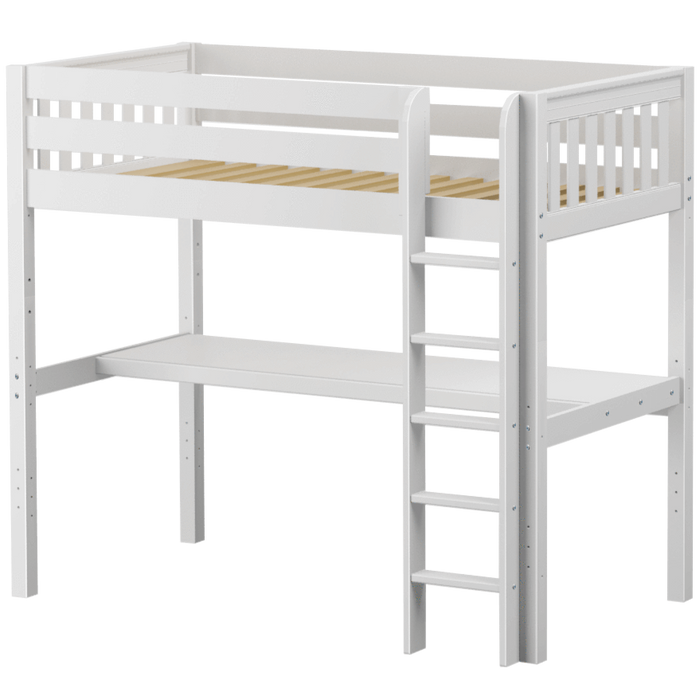 Maxtrix Twin High Loft Bed with Straight Ladder + Desk