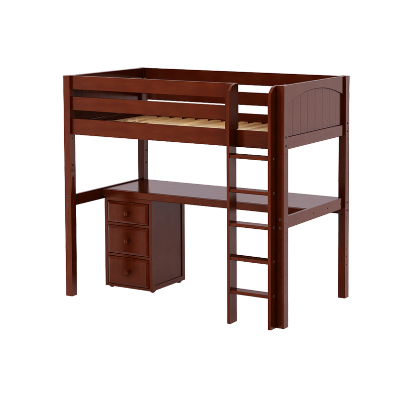 Maxtrix Twin High Loft Bed with Straight Ladder + Desk