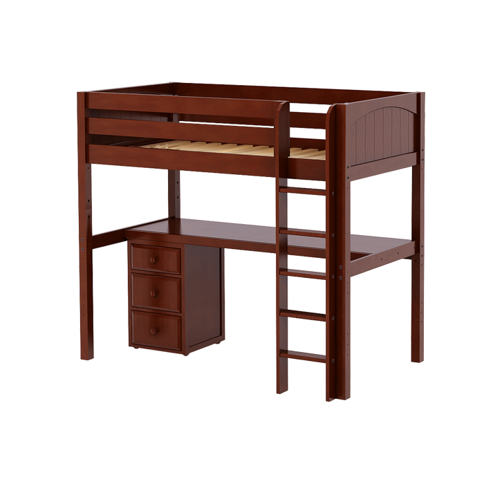 Maxtrix Twin High Loft Bed with Straight Ladder + Desk