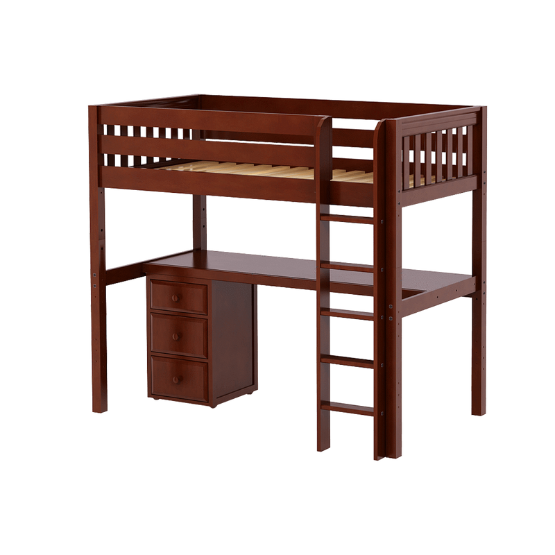 Maxtrix Twin High Loft Bed with Straight Ladder + Desk
