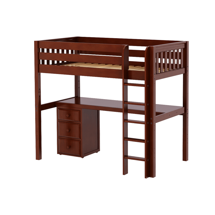 Maxtrix Twin High Loft Bed with Straight Ladder + Desk