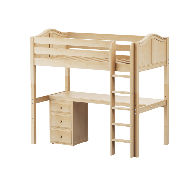 Maxtrix Twin High Loft Bed with Straight Ladder + Desk