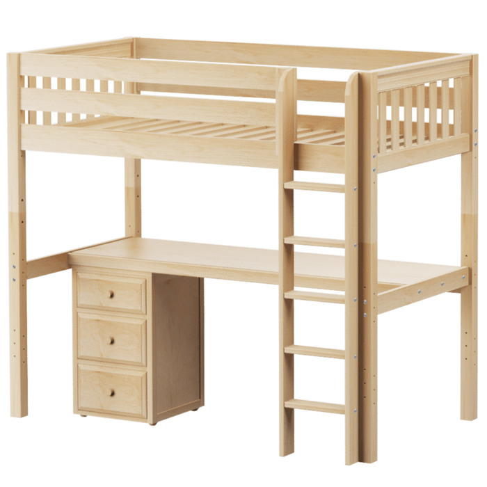 Maxtrix Twin XL High Loft Bed with Straight Ladder + Desk