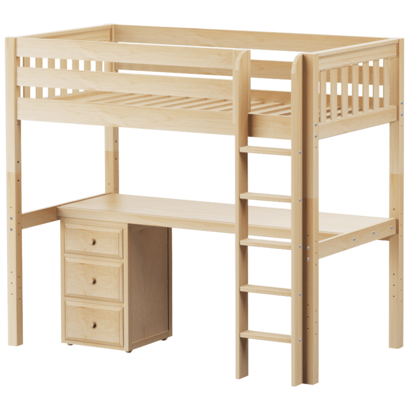Maxtrix Twin High Loft Bed with Straight Ladder + Desk