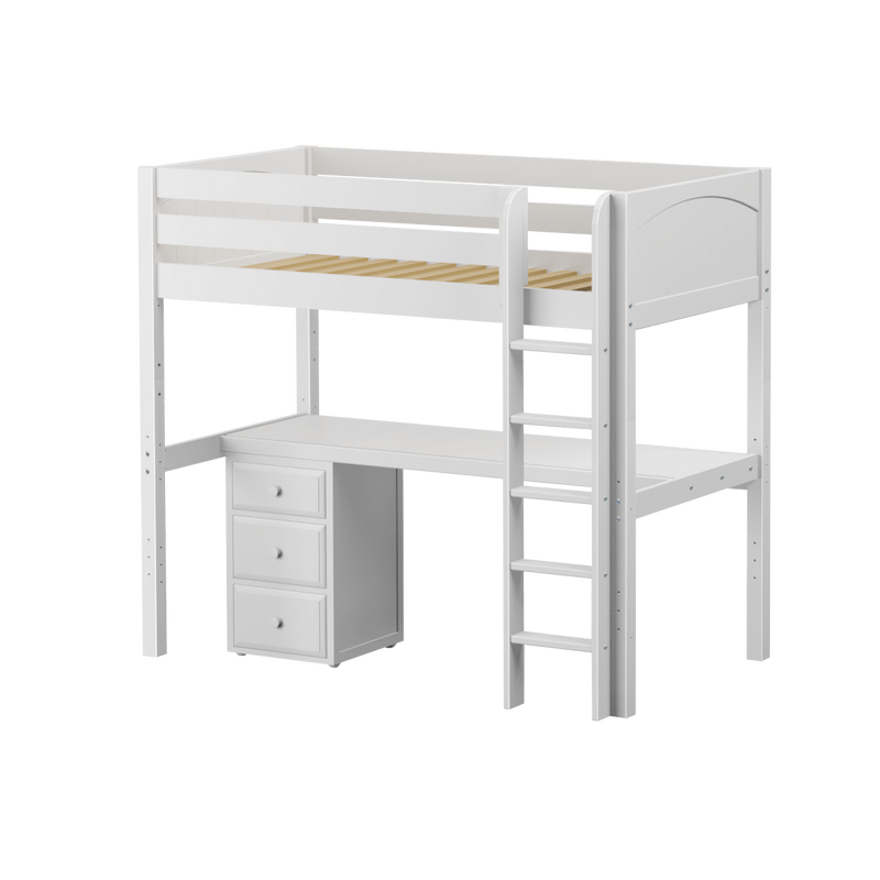 Maxtrix Twin High Loft Bed with Straight Ladder + Desk