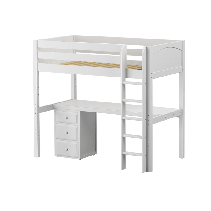 Maxtrix Twin High Loft Bed with Straight Ladder + Desk