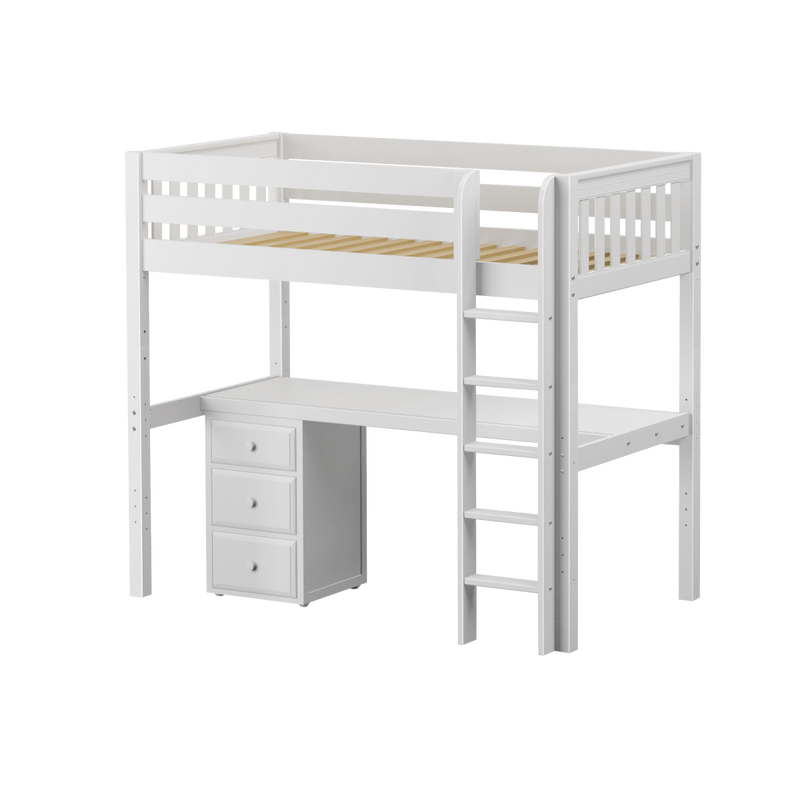 Maxtrix Twin High Loft Bed with Straight Ladder + Desk