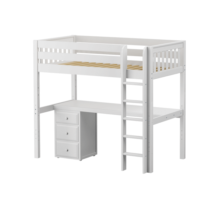 Maxtrix Twin High Loft Bed with Straight Ladder + Desk