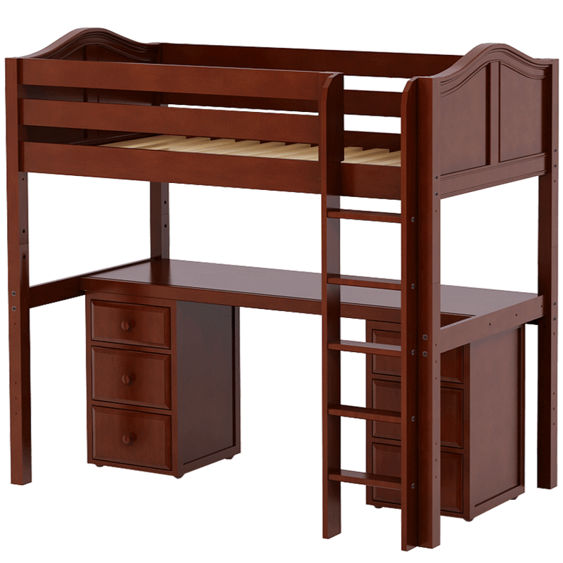 Maxtrix Twin High Loft Bed with Straight Ladder + Desk