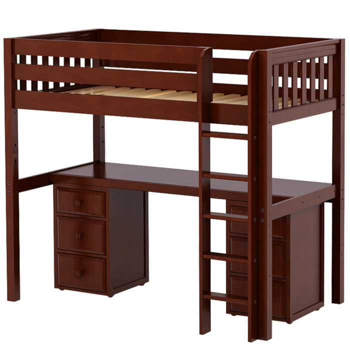 Maxtrix Twin XL High Loft Bed with Straight Ladder + Desk