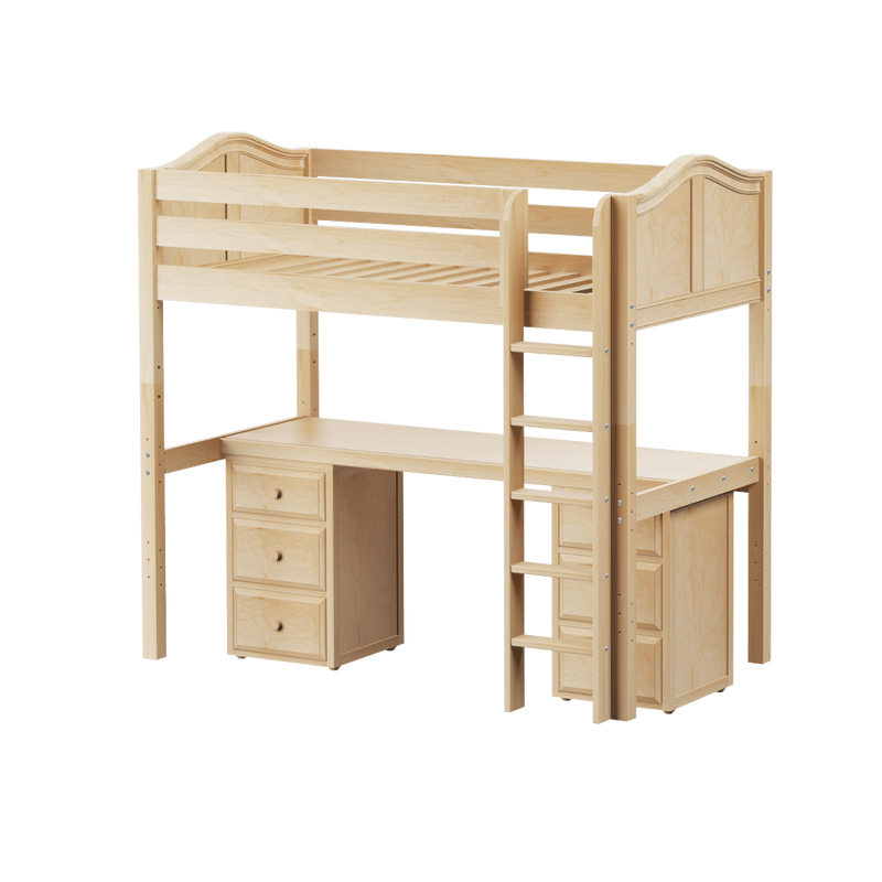 Maxtrix Twin High Loft Bed with Straight Ladder + Desk