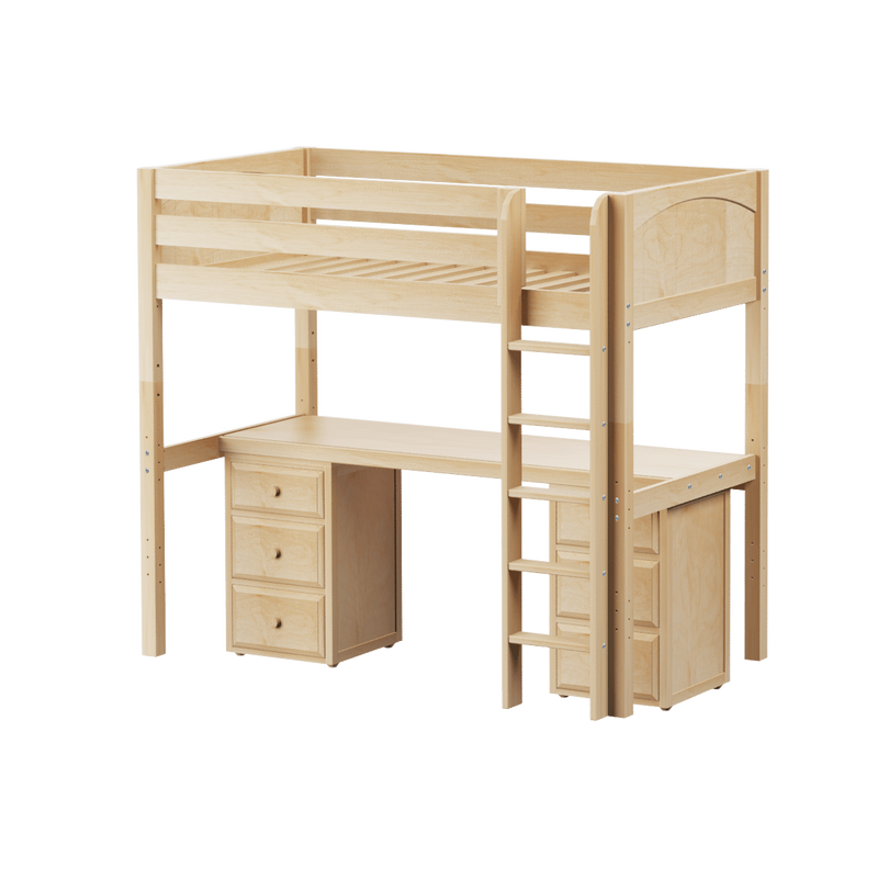 Maxtrix Twin High Loft Bed with Straight Ladder + Desk