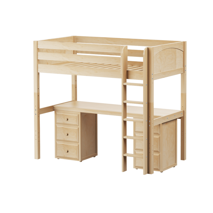 Maxtrix Twin High Loft Bed with Straight Ladder + Desk