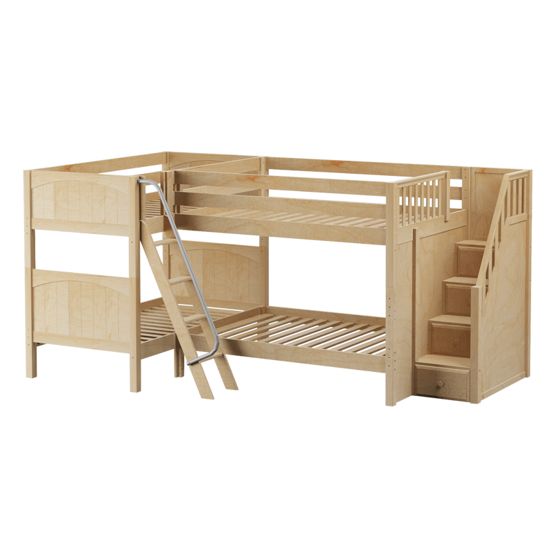Maxtrix Full Medium Corner Bunk Bed with Ladder + Stairs - R