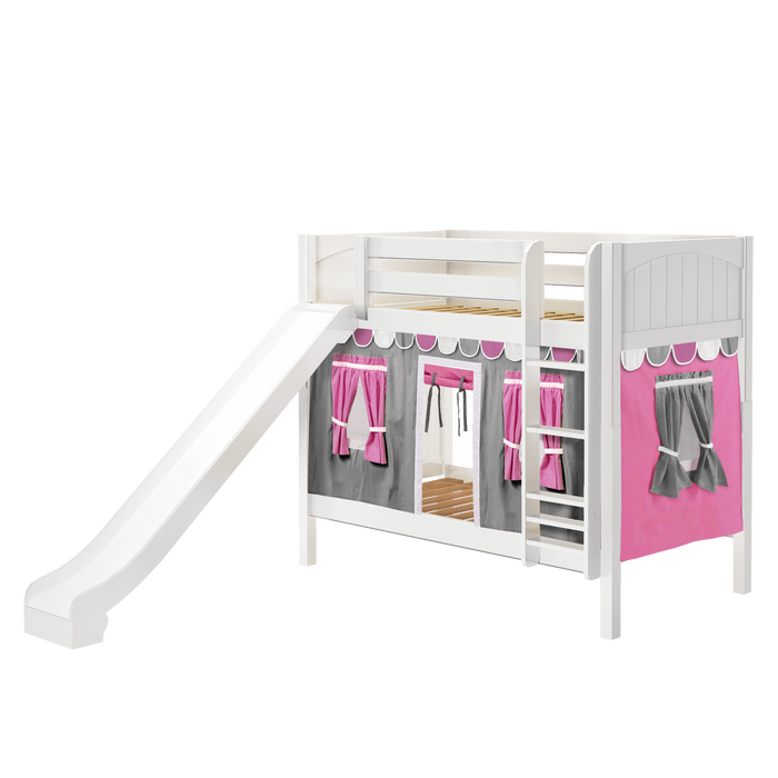 Maxtrix Twin Medium Bunk Bed with Straight Ladder, Curtain + Slide