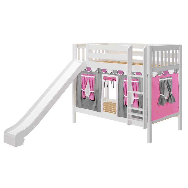Maxtrix Twin Medium Bunk Bed with Straight Ladder, Curtain + Slide