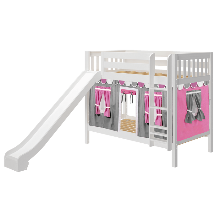 Maxtrix Twin Medium Bunk Bed with Straight Ladder, Curtain + Slide