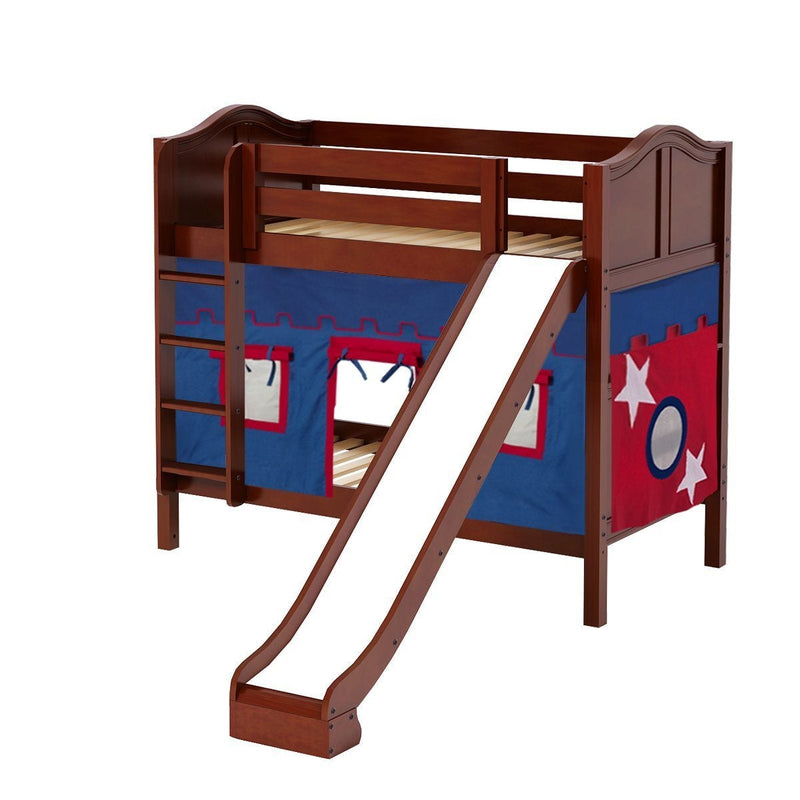 Maxtrix Twin Medium Bunk Bed with Straight Ladder, Curtain + Slide