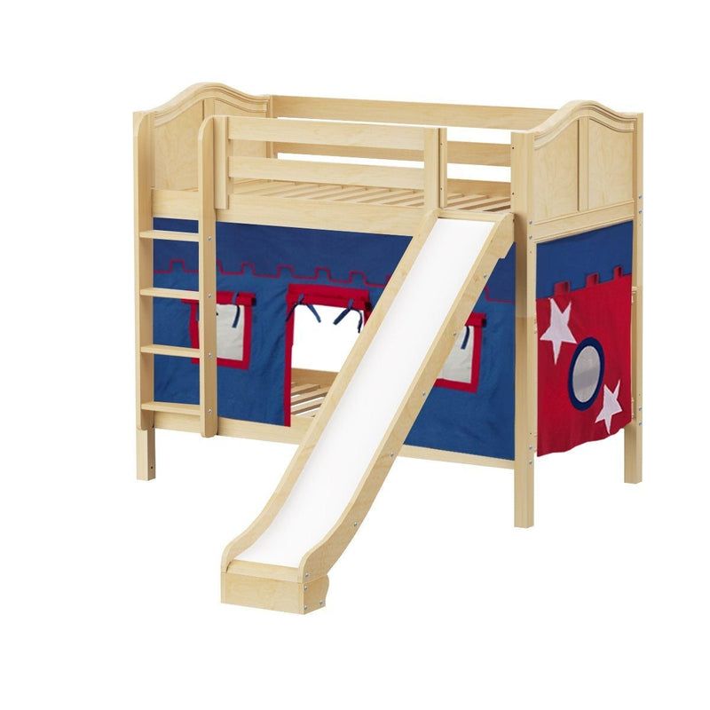 Maxtrix Twin Medium Bunk Bed with Straight Ladder, Curtain + Slide