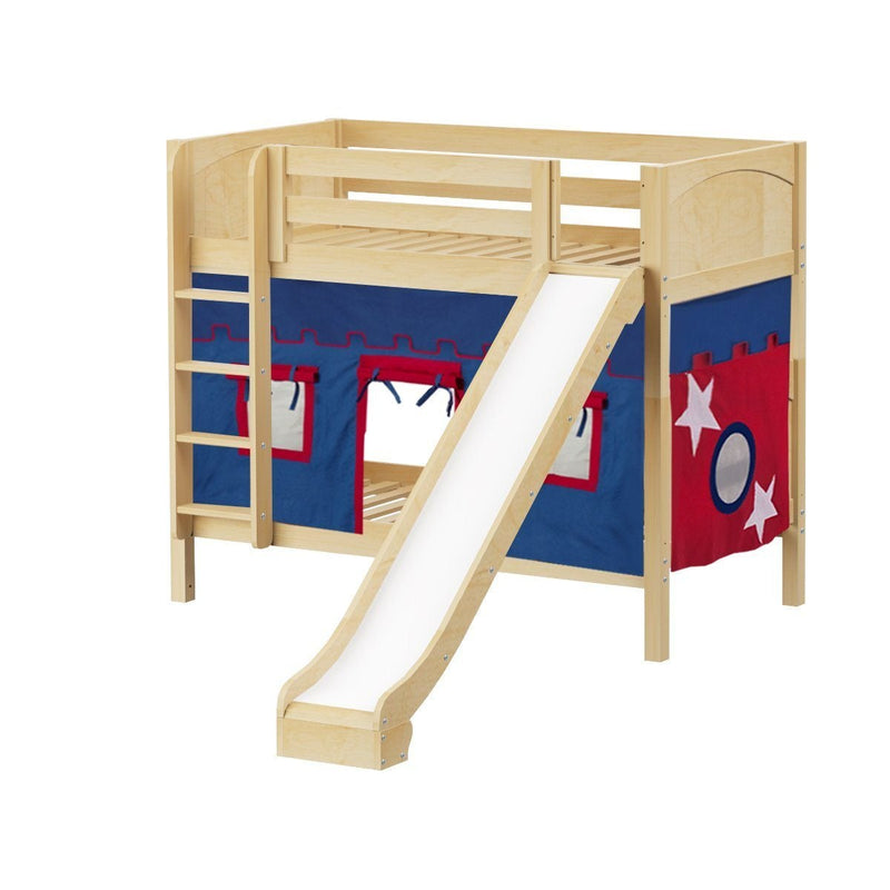 Maxtrix Twin Medium Bunk Bed with Straight Ladder, Curtain + Slide