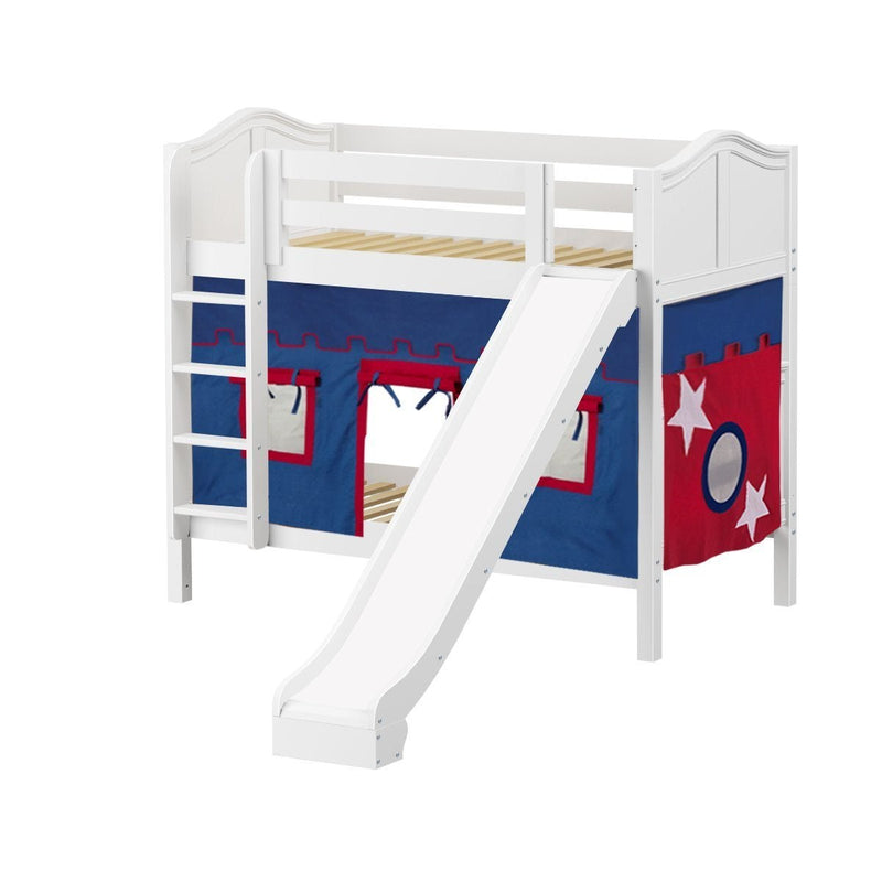 Maxtrix Twin Medium Bunk Bed with Straight Ladder, Curtain + Slide
