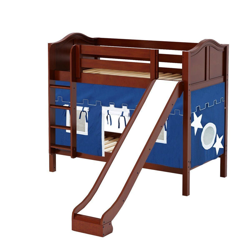 Maxtrix Twin Medium Bunk Bed with Straight Ladder, Curtain + Slide