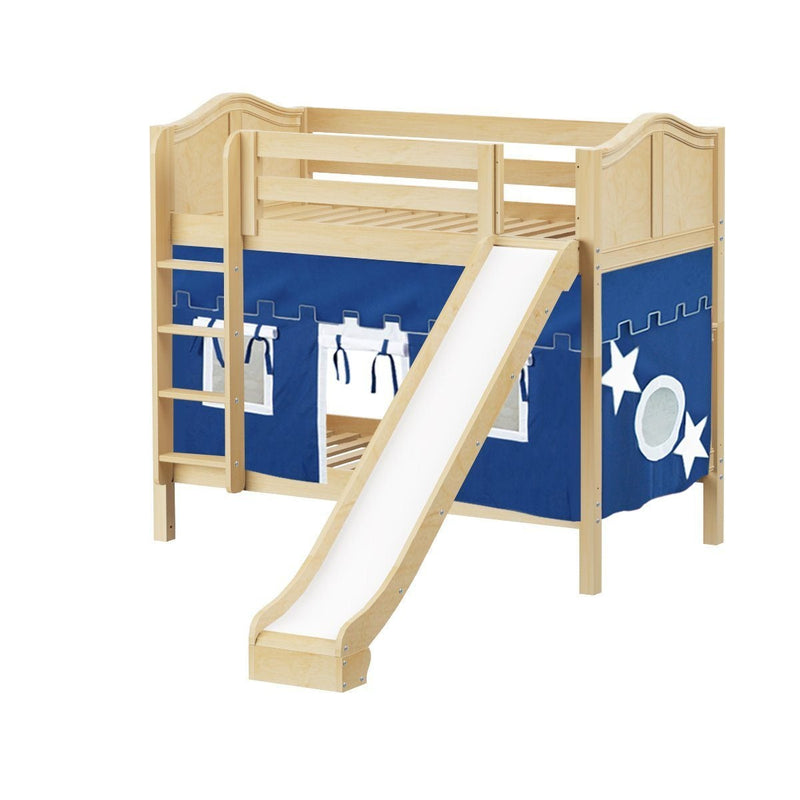 Maxtrix Twin Medium Bunk Bed with Straight Ladder, Curtain + Slide