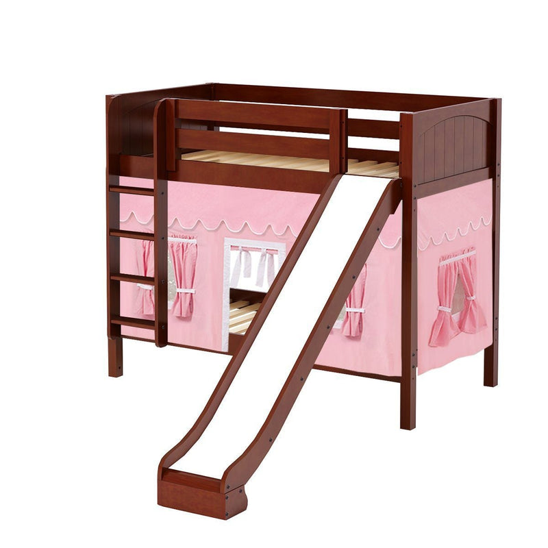 Maxtrix Twin Medium Bunk Bed with Straight Ladder, Curtain + Slide