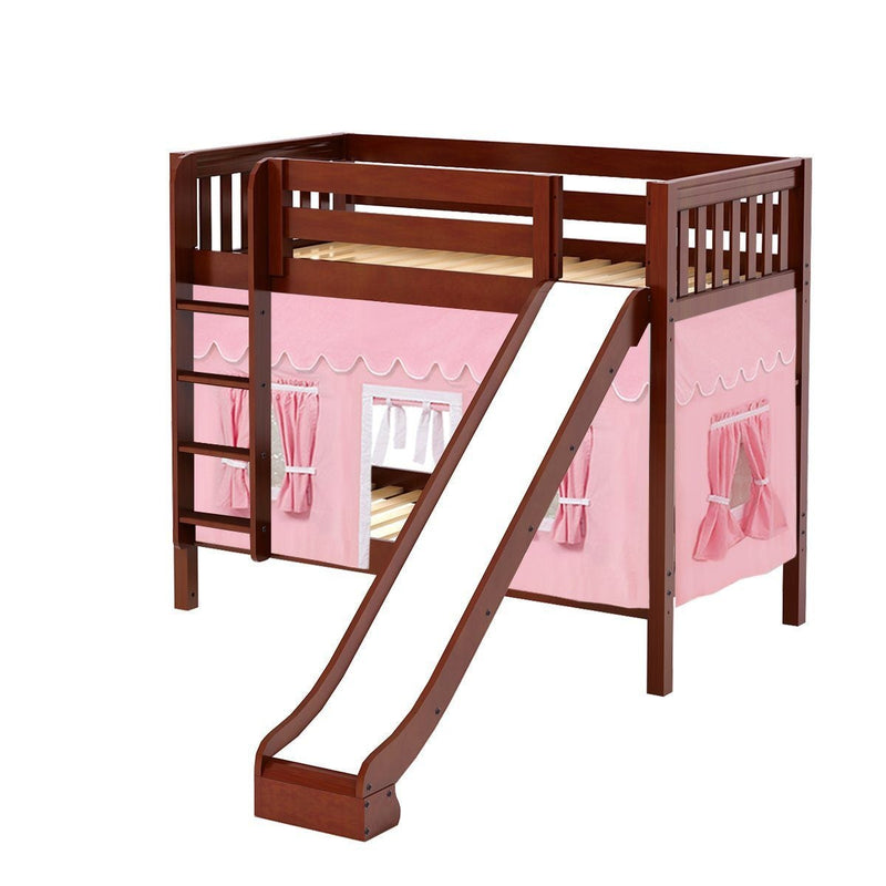 Maxtrix Twin Medium Bunk Bed with Straight Ladder, Curtain + Slide
