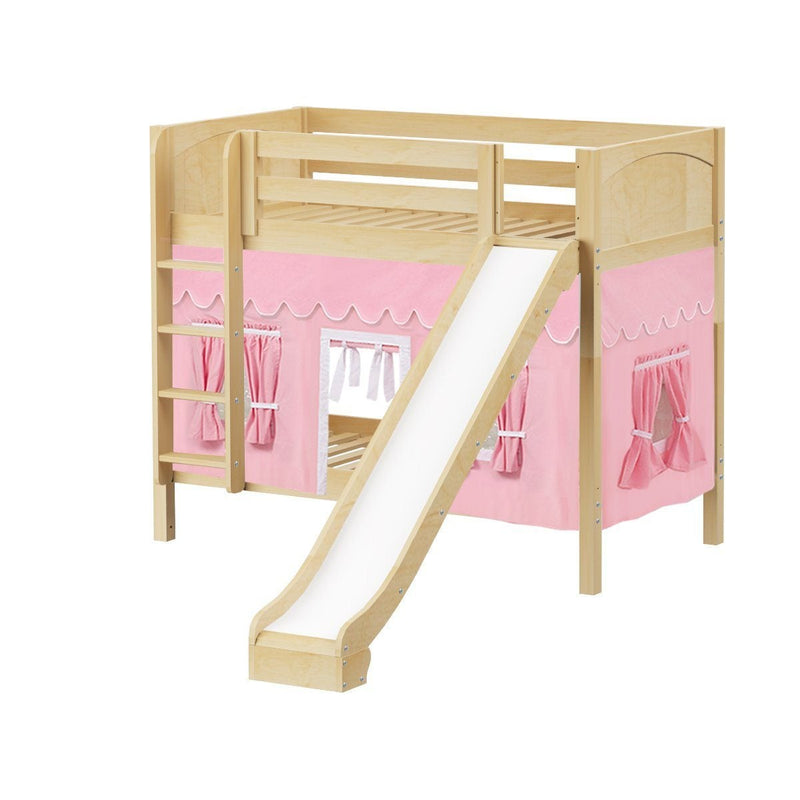Maxtrix Twin Medium Bunk Bed with Straight Ladder, Curtain + Slide