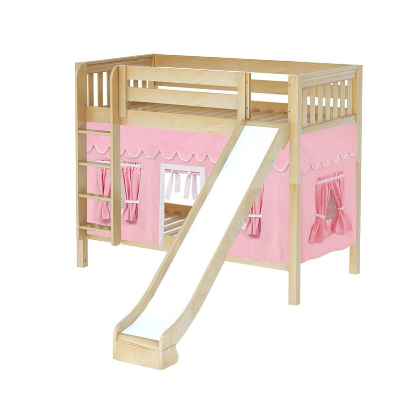 Maxtrix Twin Medium Bunk Bed with Straight Ladder, Curtain + Slide