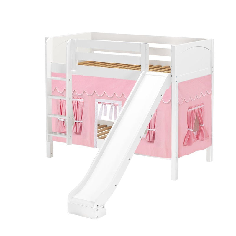 Maxtrix Twin Medium Bunk Bed with Straight Ladder, Curtain + Slide