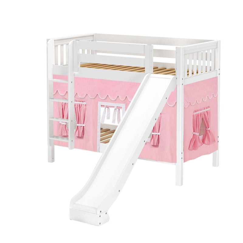 Maxtrix Twin Medium Bunk Bed with Straight Ladder, Curtain + Slide