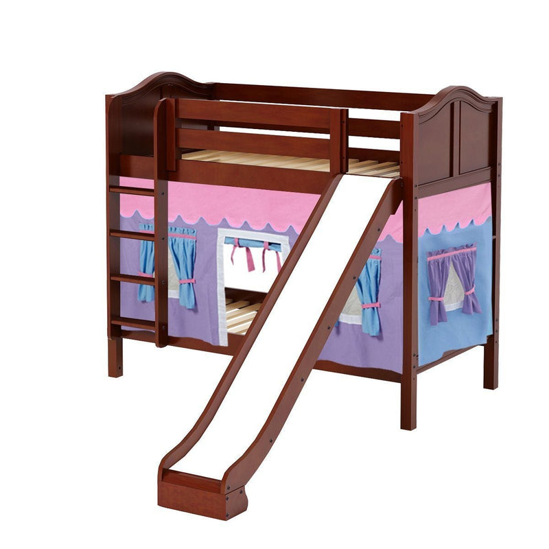 Maxtrix Twin Medium Bunk Bed with Straight Ladder, Curtain + Slide