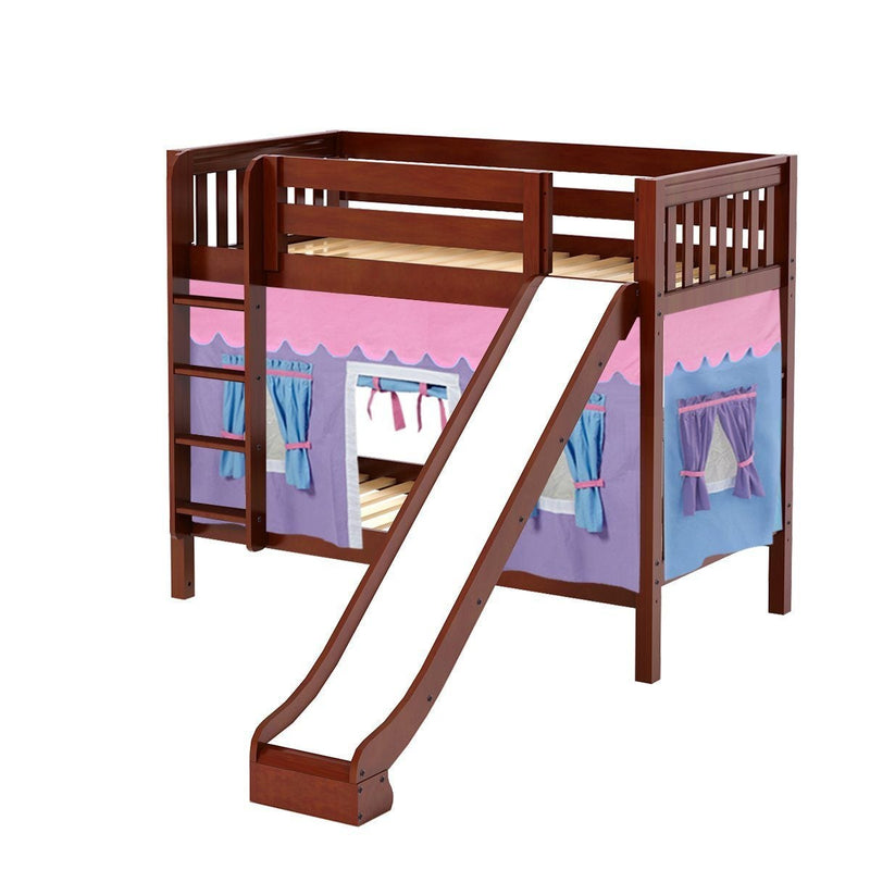 Maxtrix Twin Medium Bunk Bed with Straight Ladder, Curtain + Slide