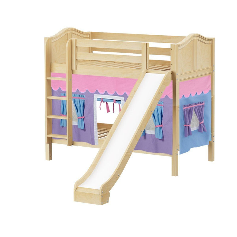Maxtrix Twin Medium Bunk Bed with Straight Ladder, Curtain + Slide
