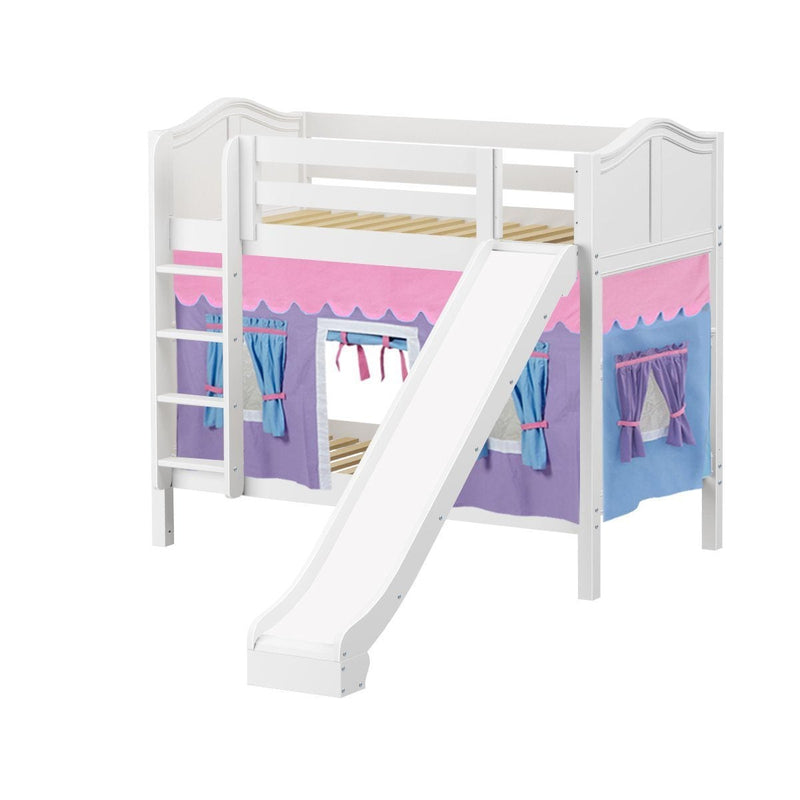 Maxtrix Twin Medium Bunk Bed with Straight Ladder, Curtain + Slide