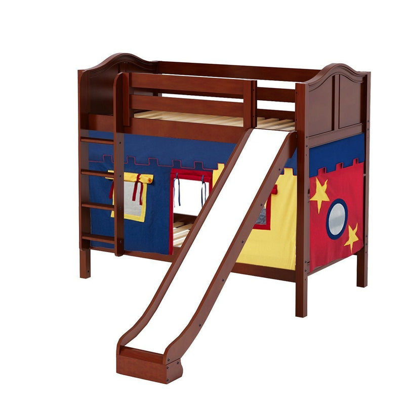Maxtrix Twin Medium Bunk Bed with Straight Ladder, Curtain + Slide